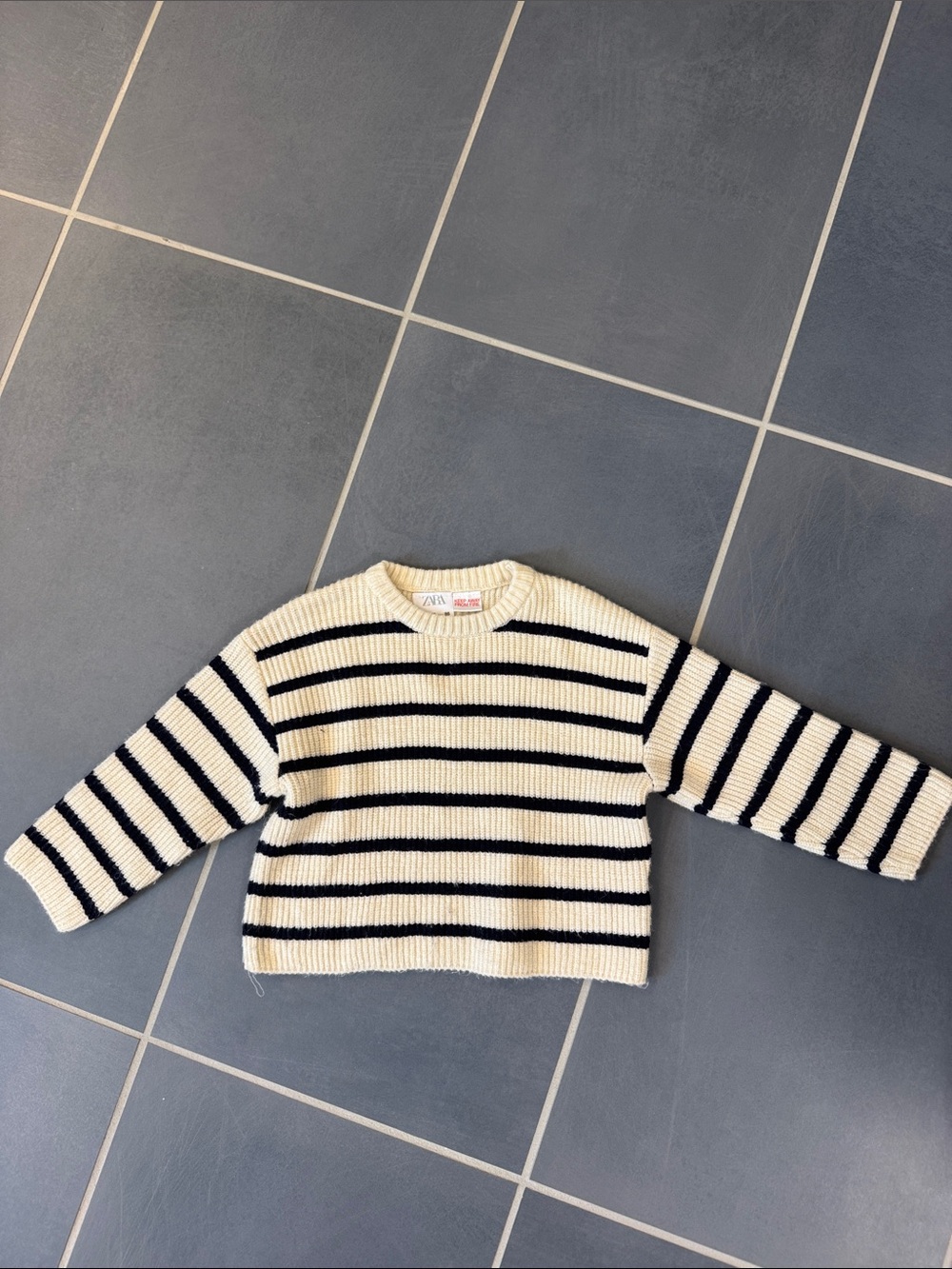 Zara Kids Striped Cream and Black Sweater 18m